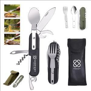 Stainless Steel Multi-Tool Utensil Set with Storage Pouch